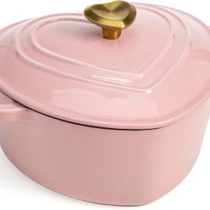 Pink Heart-Shaped Enameled Cast Iron Pot