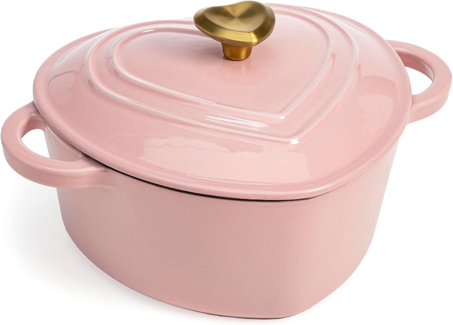 Pink Heart-Shaped Enameled Cast Iron Pot