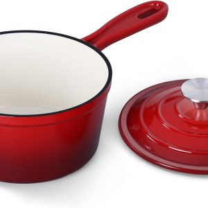 Small Red Enameled Cast Iron Soup Pot