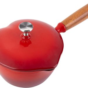Small Red Heart-Shaped Enameled Soup Pot